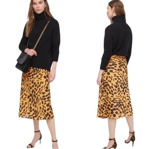 J Crew silk slip wavy dots print skirt